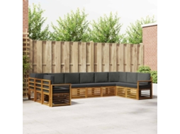 Vidaxl Conjunto De Sofás Para Exterior 10 Unid. Natural E Antracite