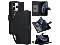 Capa Carteira De Couro Para Iphone 11 Pro Max - Com Rfid - Para Vários Cartões