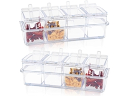 Pote Para Temperos Conjunto 4 Peças Plástico Transparente Tampa Colher Cozinha