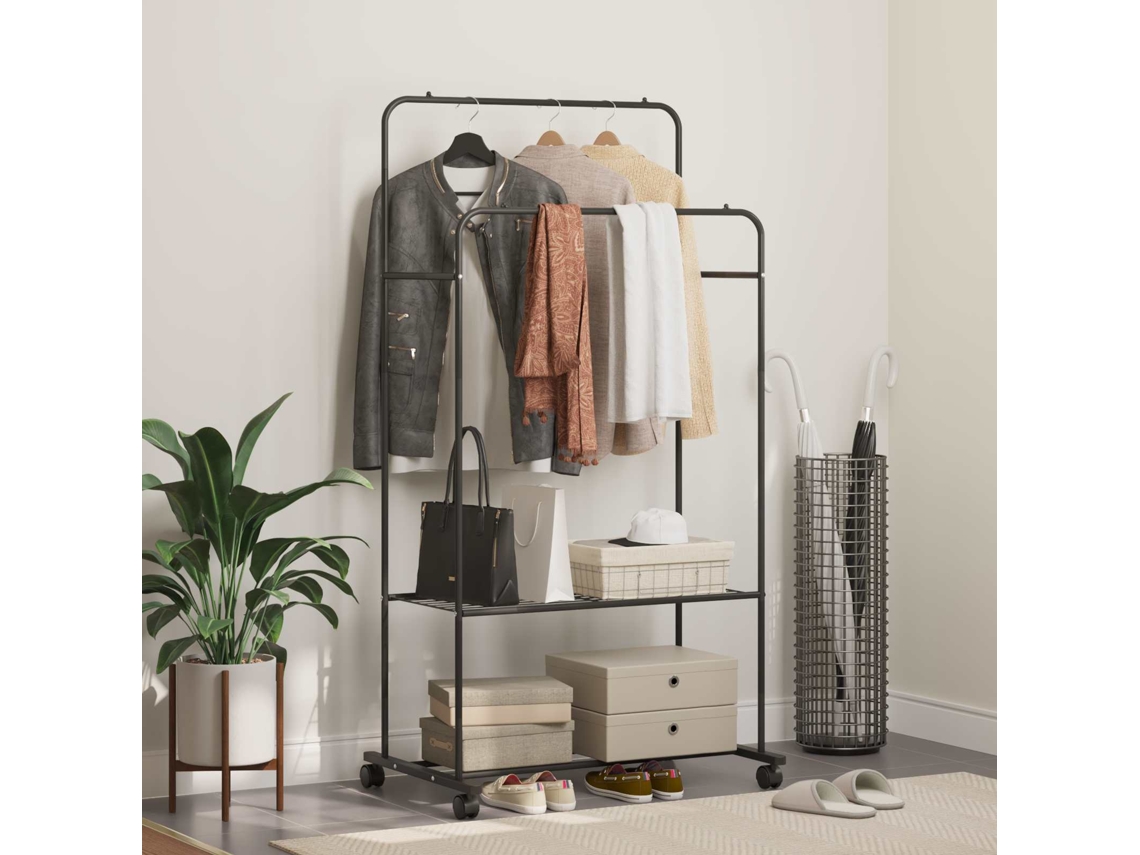 Vidaxl Suporte Para Roupas Preto 80 X 53 X 156 Cm
