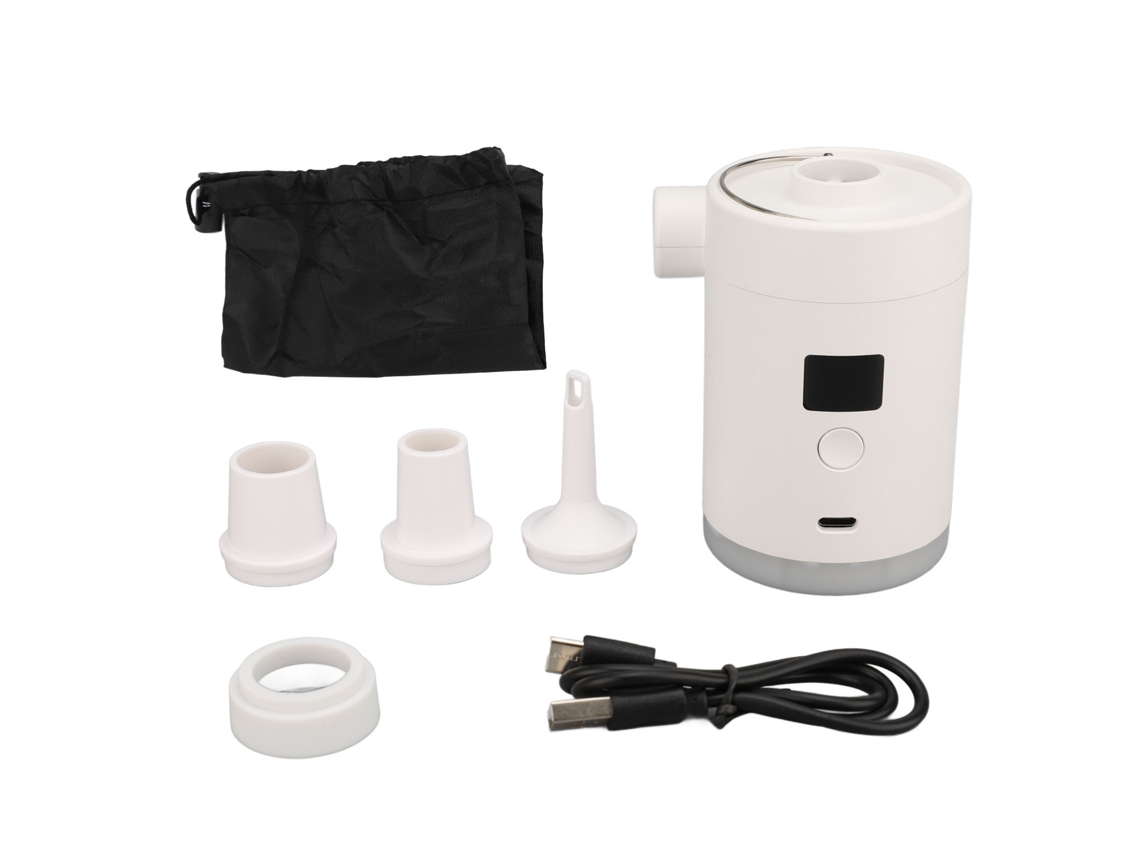 Bomba inflável portátil mini elétrica recarregável com tela LED luz para colchão branco S/MARCA