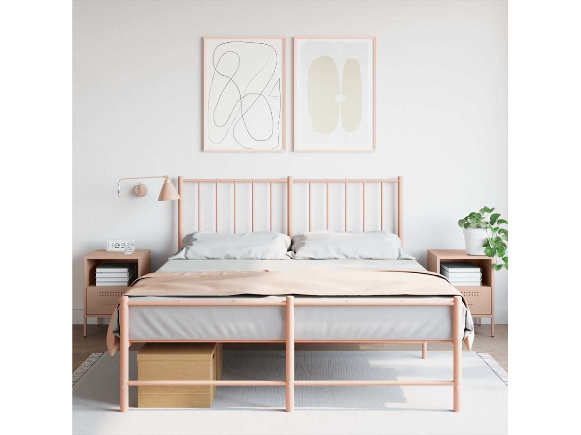 Vidaxl Mesas De Cabeceira 2 Pcs 36x39x50,5 Cm Aço Rosa