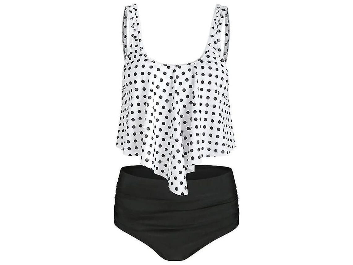 Fasst Conjunto de Bikini Tankini com Babados Saia Alta Mulher Traje de Banho Poliéster Relleno