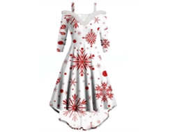 Roupa de Natal Vestido de Pelúcia de Manga Comprida com Decote em V M