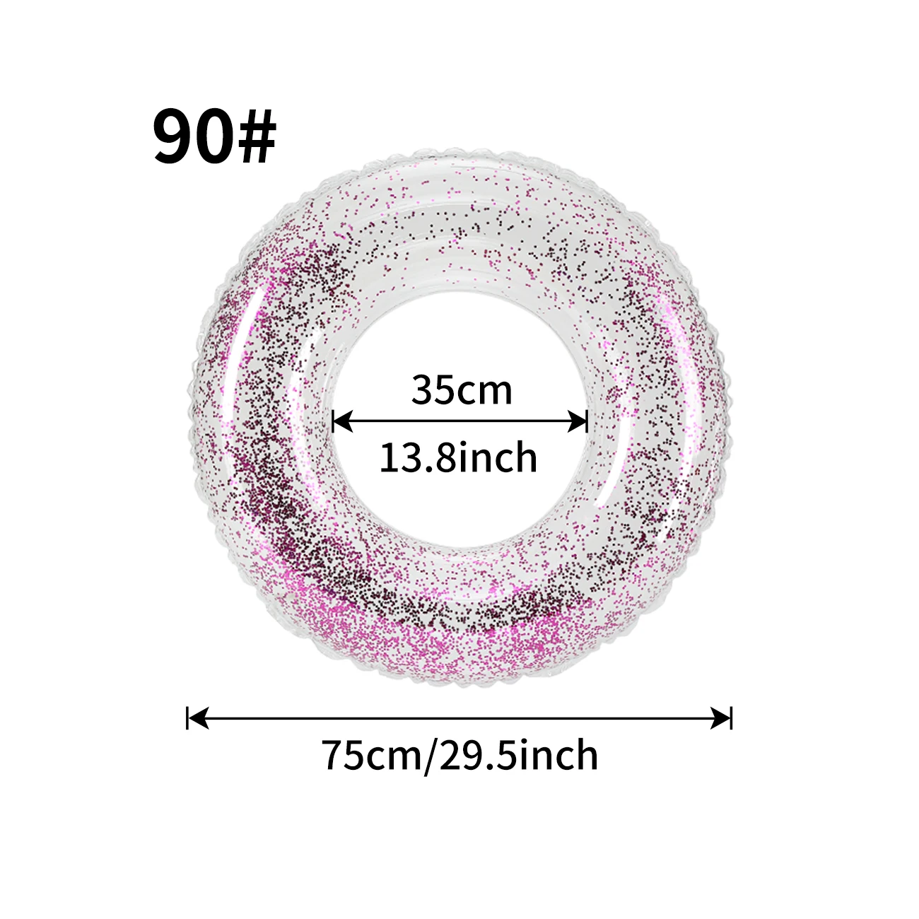 (roxo 90) 1 Boia Inflável Para Piscina Com Anel De Natação Transparente Com Lantejoulas
