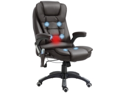 Cadeira de escritório com ajuste de altura, com 6 pontos de massagem, 62x68x111cm, marrom | S/MARCA
