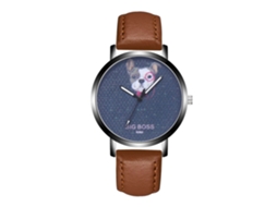 Relógio de quartzo unissex Zhoulianfa, moderno e casual, com pulseira de couro marrom claro.