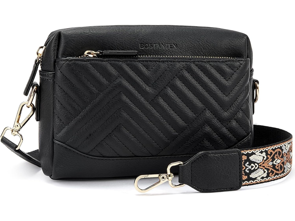 Bolsas Acolchoadas Crossbody Para Mulheres, Bolsas De Couro Vegano, Bolsas De Ombro Pequenas Com Alça Larga Z02-preto