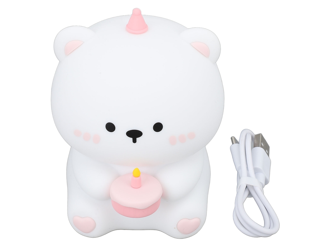 Luz de Noite Urso Cake 5v Ajustável Recarregável Silicone