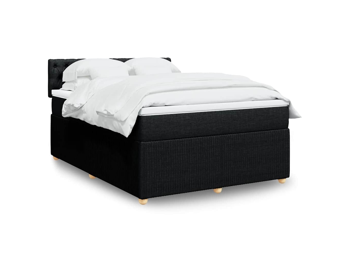 Vidaxl Cama Com Molas/colchão 140x190 Cm Tecido Preto