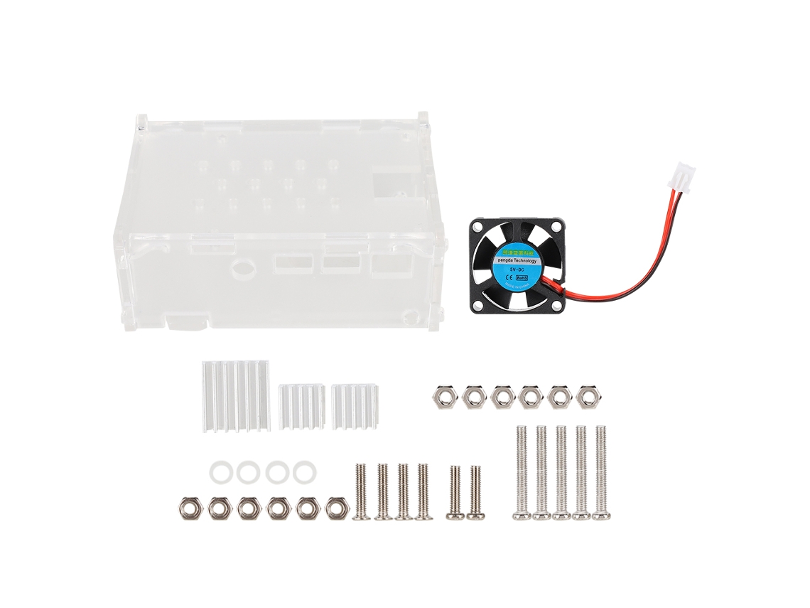 Capa De Acrílico Com Cooler De 5v E 3 Dissipadores De Calor Para Raspberry Pi 4b Transparente