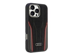 Capa para iPhone 16 Pro Max AUDI Pele Sintética Rígida Preto