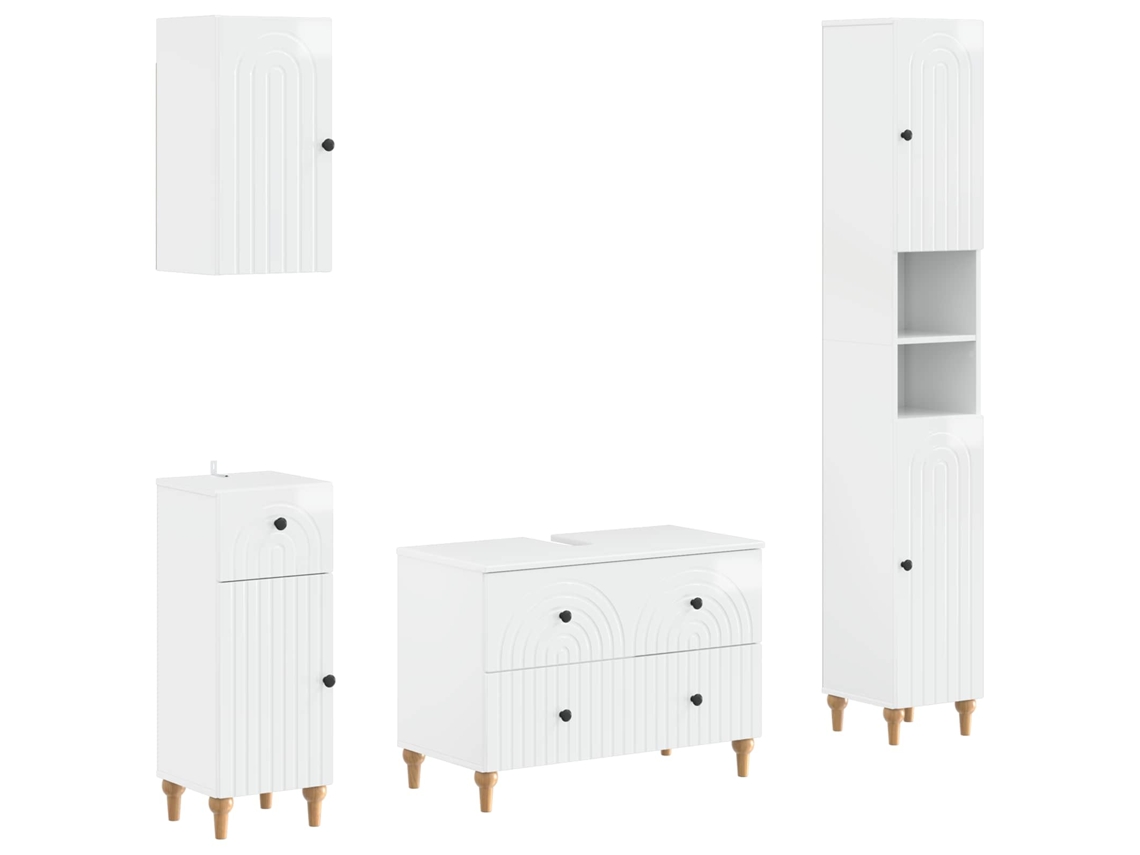 Vidaxl Conjunto De Armários De Banheiro Com 4 Peças Alkmaar
