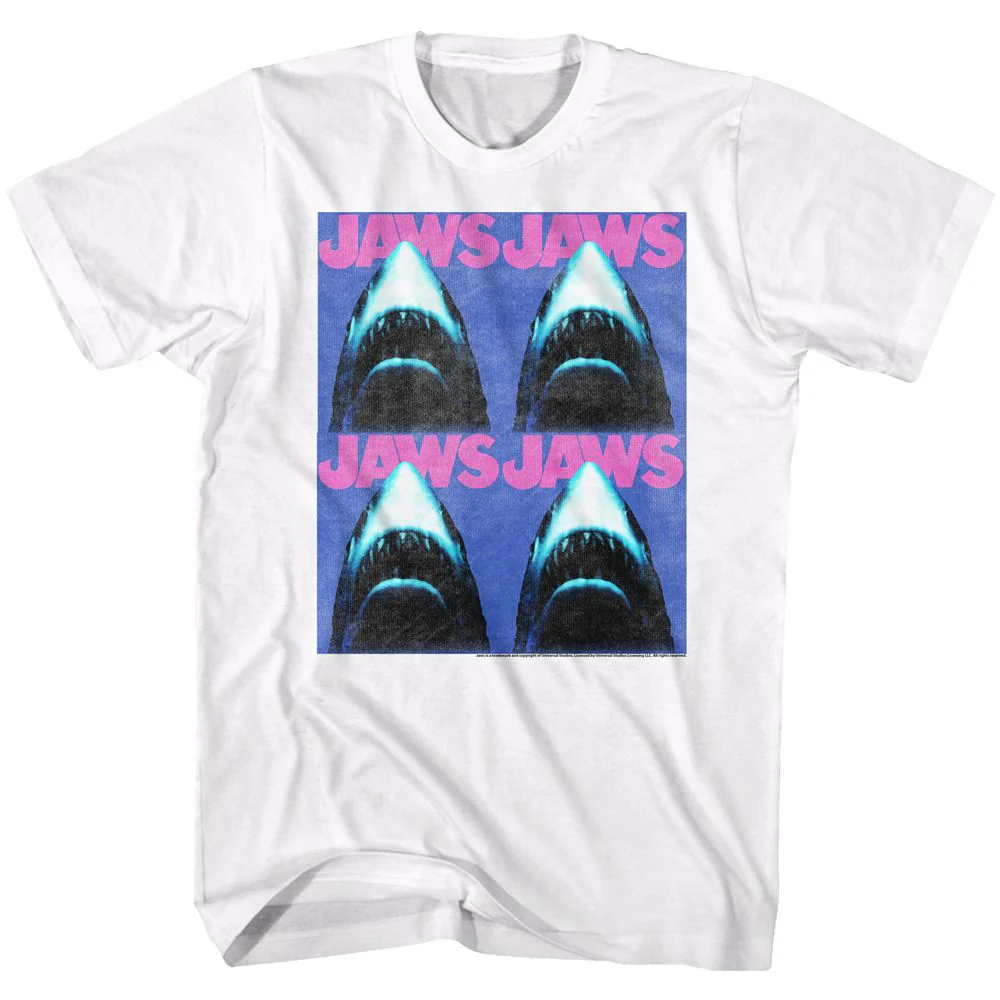 Unisex Adult T-shirt Rockinstone Jaws Movie Jaws4 White Sizes