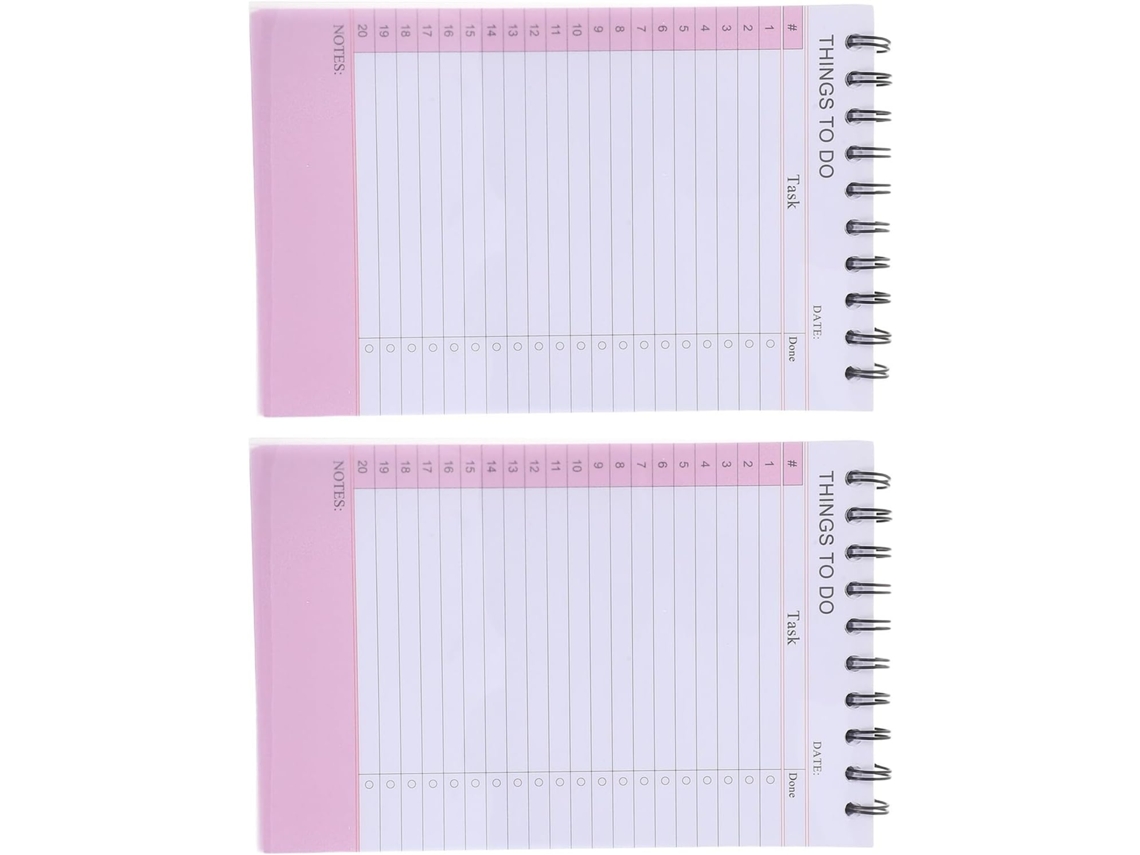 Conjunto De 2 Cadernos Espiral 21 X 14 Cm, Minimalistas, Com Linhas, Rosa, Para Planejamento Flexível, Com Páginas Gokoco
