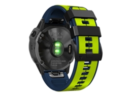 Bracelete Silicone Duas Cores 22Mm para Garmin Descent G1/Fenix 7/Fenix 6 Pro/Fenix 5 Plus Lima/Azul
