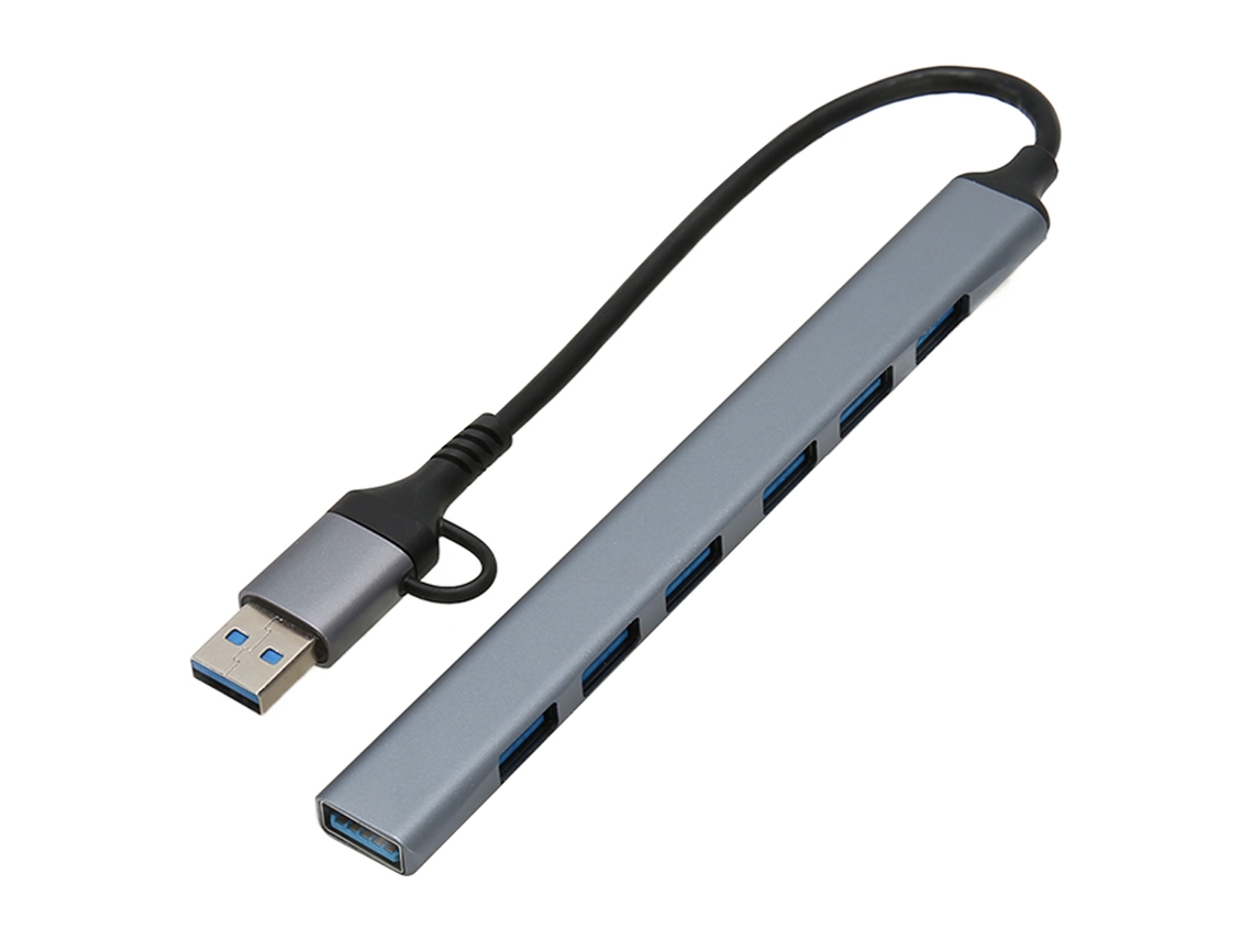2026zentro-hub Usb Type C 7 Em 1 Com 1 Usb 3.0 E 6 Usb 2.0 Para Celular Laptop Mouse Teclado Plug And Play