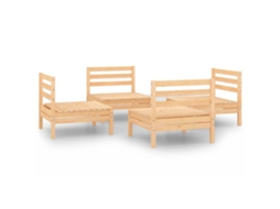 4 Pcs Conjunto Lounge de Jardim Pinho Maciço MAISON EXCLUSIVE