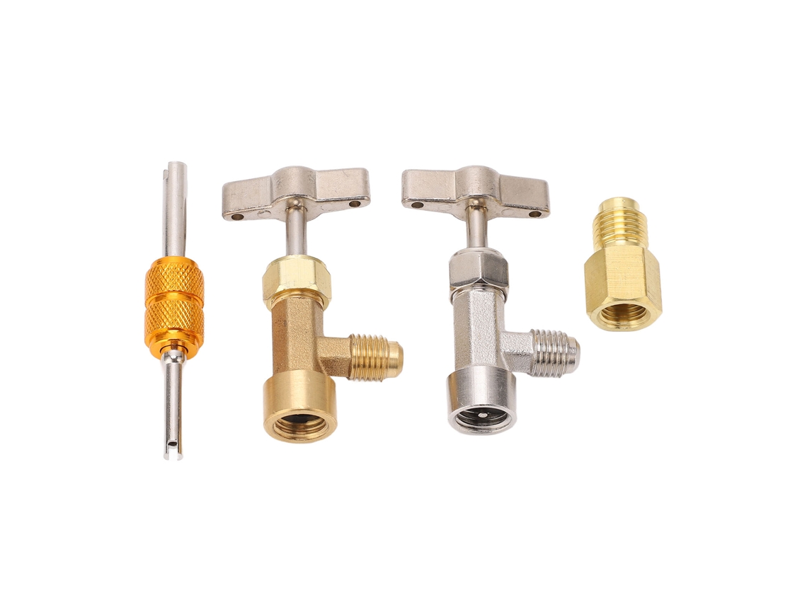 Kit Adaptador Válvula Autosselante R134a Com Ferramenta Remoção Núcleo Para Reparo Linha Ac