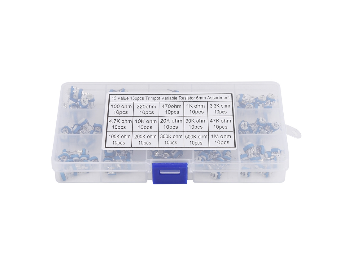Kit De 150 Potenciômetros Trimmer Ajustáveis Verticais 100ohm-1mohm Para Pcb