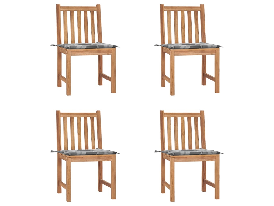 Vidaxl Cadeiras De Jardim C/ Almofadões 4 Pcs Madeira De Teca Maciça