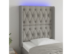 Vidaxl Cabeceira Cama C/ Luzes Led Tecido 83x16x118/128 Cm Cinza-claro