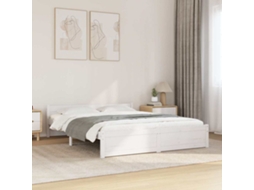 Vidaxl Estrutura De Cama King 150x200 Cm Madeira Maciça Branco