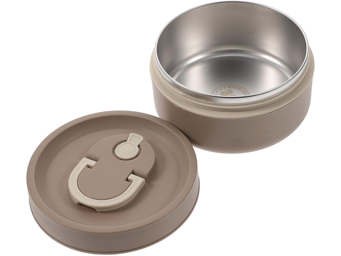 Tigela Bento Térmica De Metal Com Tampa Marrom, Recipiente Portátil Para Sopa E Lancheira Escolar, Resistente À Ferrugem