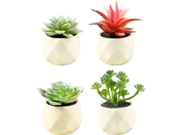 4 Peças de Flores Falsas Suculentas Bonsai Decoração Criativa Vaso de Flor Artificial RNEMITERY