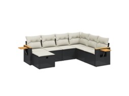 Conjunto de 7 Sofás para Jardim com Almofadões Vime Pe Preto MAISON EXCLUSIVE (7 pcs)