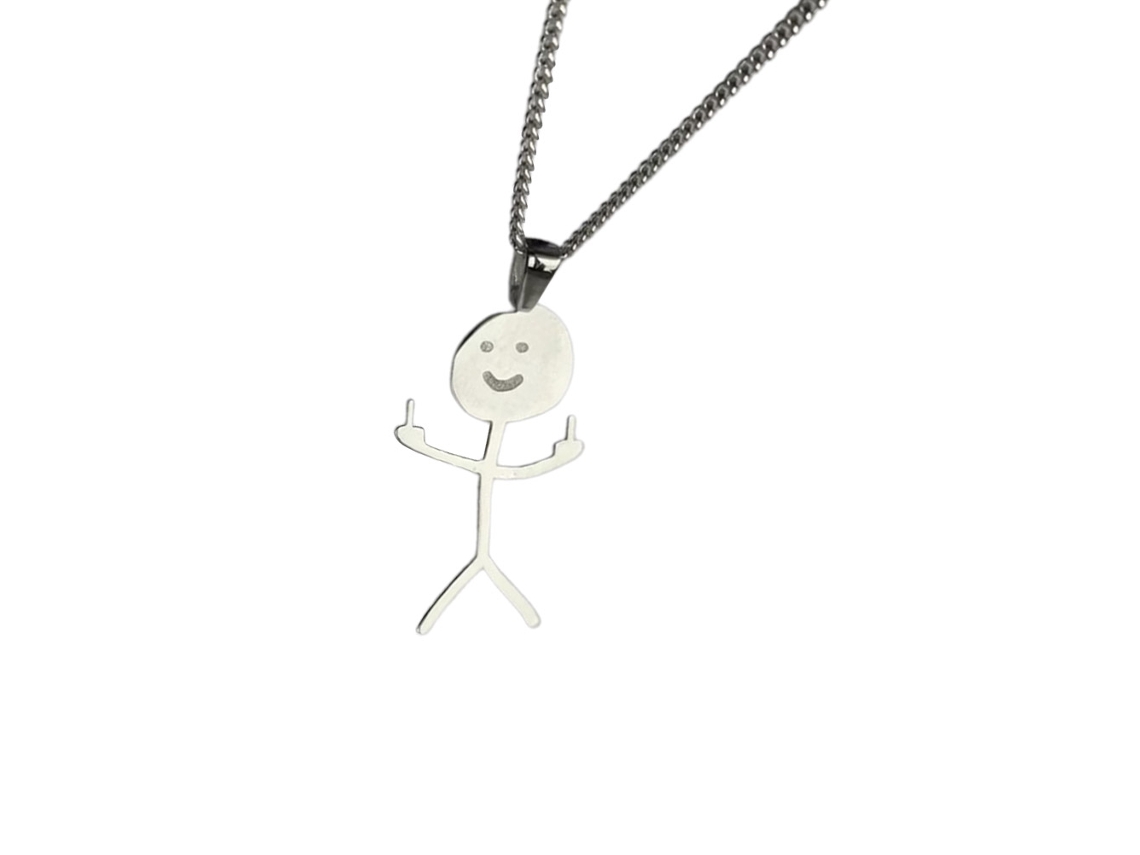 Colar divertido Walshlxq com anel no dedo médio, colar personalizado com pingente para mulheres e homens.