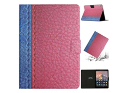 Capa De Couro Sintético Para Tablet Amazon Kindle Fire Hd 8 (2018/2017/2016) Com Costura Em Cor Sólida.