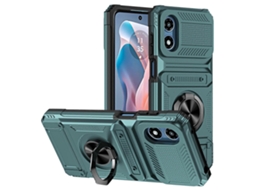 Capa Para Celular Motorola Moto G Play 4g 2024 Com Compartimento Para Cartão, Resistente A Impactos, Em Tpu E Pc, Com Suporte De Anel Metálico.