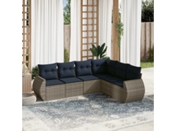 Vidaxl Conjunto De Sofá De Jardim Com 6 Peças E Almofadas Em Rattan Sintético Cinza