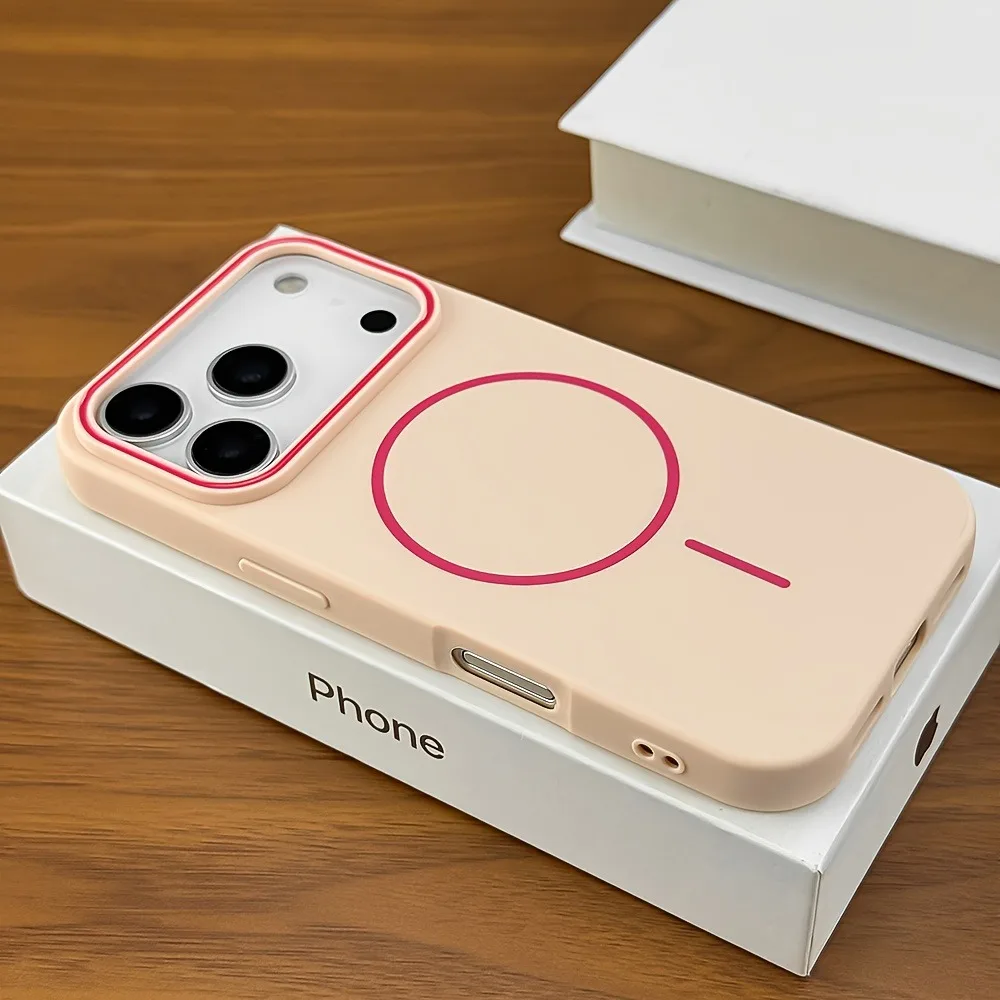 Capa Magnética Fosca Para Iphone (iphone 16 Pro Max Rosa), Compatível Com Carregamento Sem Fio Magsafe.