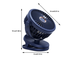 Laxiscreed Ventilador De Clip Usb Recarregável 10000mah, 4 Velocidades, Rotação 720°, Silencioso, Azul Mar Profundo