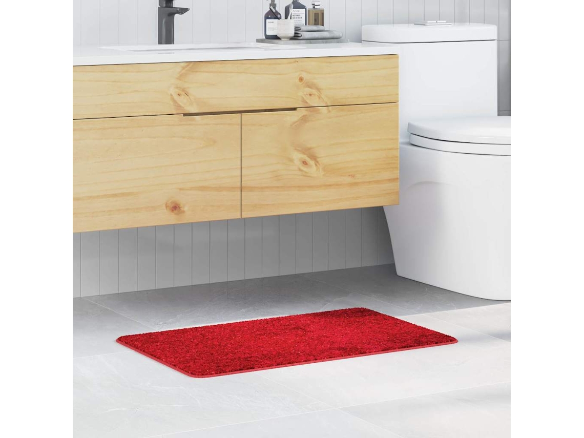 Vidaxl Tapete De Banho Antiderrapante Vermelho 50 X 80 Cm Pp