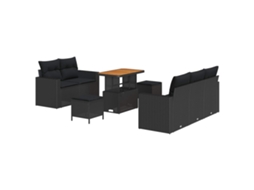 Maison Exclusive - Conjunto De Sofá De Jardim Com Almofada 8 Pcs Preto Vime Pe