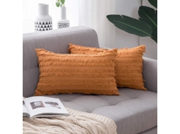 2026 2 Capas de Travesseiro Decorativas Boho Linho Estampado Jacquard Laranja 12x20 Polegadas para Sofá Sala Quarto