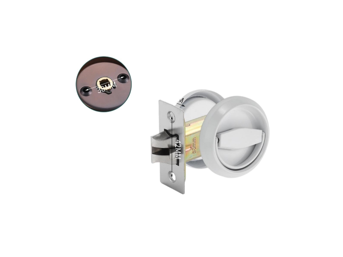 Fecho De Porta Com Anel Rebatido Dupla Face – Aço Inoxidável 304, Anel Rotativo Oculto, Compatível Com Espessura De Porta 35-55mm White