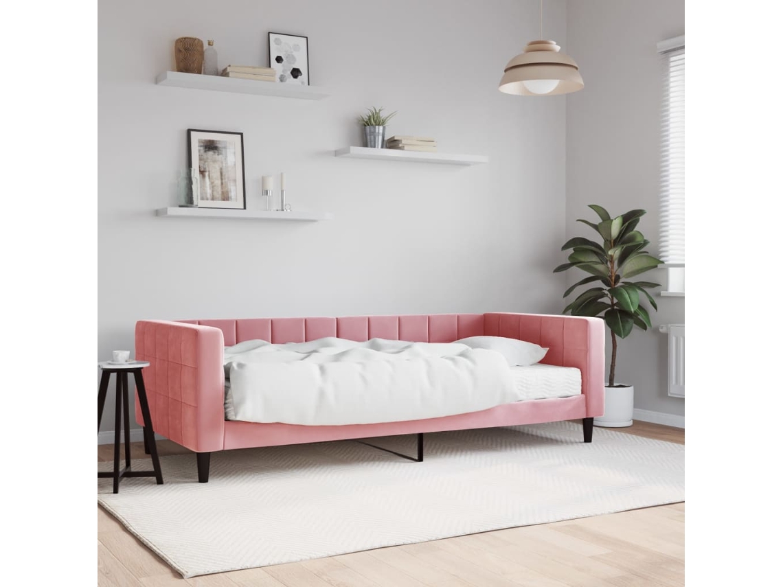Vidaxl Sofá-cama Com Colchão 90x200 Cm Veludo Rosa