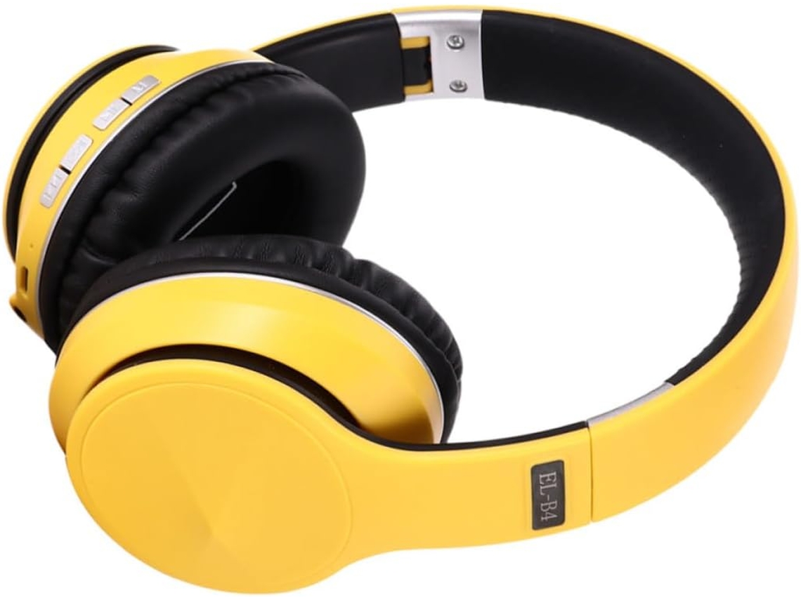 Homsfou Casque Sans Fil Audio Versão 5.0 Jaune Circum-aural