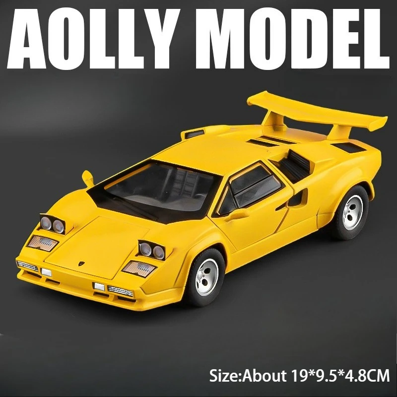 (lp500s Amarelo) 1:24 - Efeitos Sonoros E Luminosos - Carroceria Em Liga Metálica - Pneus De Borracha - Miniatura De Supercarro - Ornamento