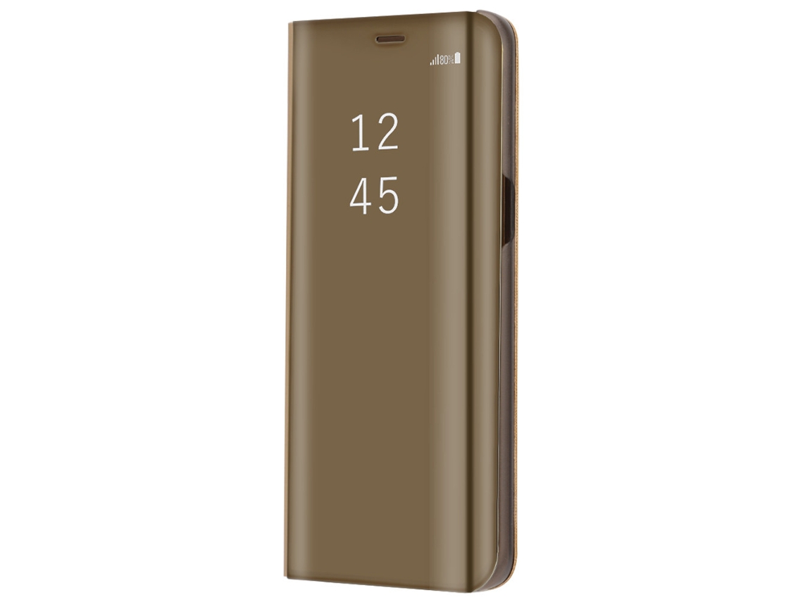 Capa de Telefone Samsung S8 com Espelho Eletroplatado dourado e Smart Flip