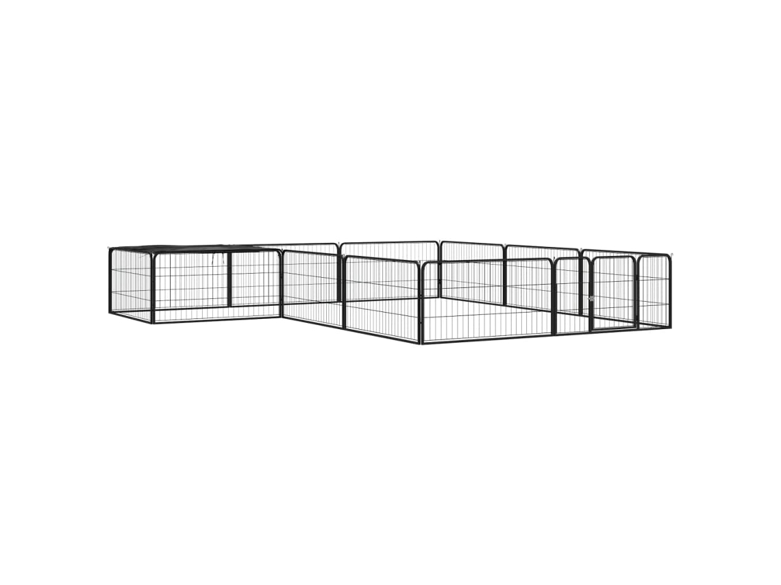 Vidaxl Parque P/ Cães C/ 12 Painéis 100x50 Cm Aço Revestido A Pó Preto