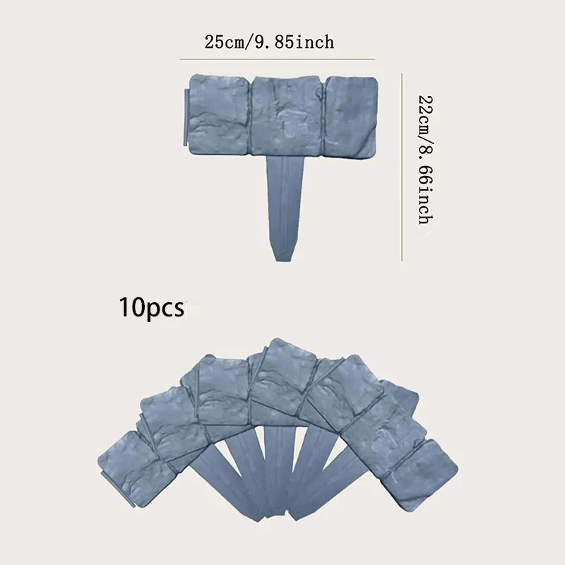 Cerca de Jardim, Estacas de Suporte para Plantas Imitando Pedra, Cerca para Gramado e Pátio Faça Você Mesmo MDUG (10 Peças)