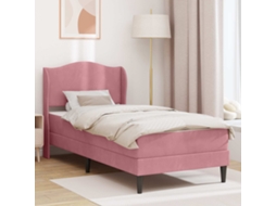 Vidaxl Estrutura Da Cama Com Cabeceira Rosa 100 X 200 Cm Veludo
