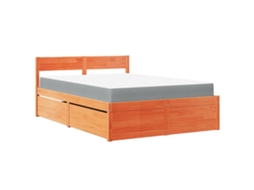Bed, Beds Vidaxl Marrom Madeira De Pinho (140 X 190 Cm)