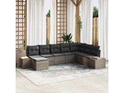 Vidaxl Conjunto De Sofá De Jardim 9 Unid. 8-número De Lugares Cinzeto