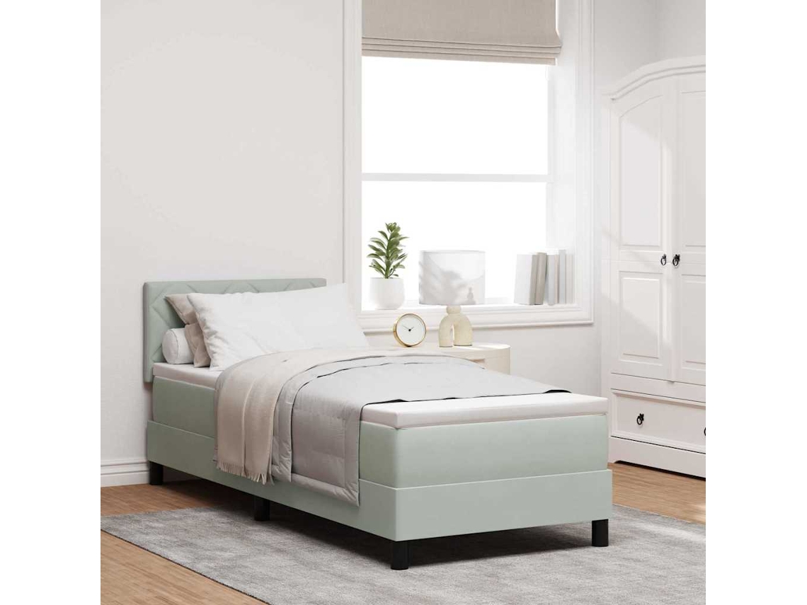 Vidaxl Cama Box Com Cabeceira Cinzento-claro 80 X 200 Cm Veludo